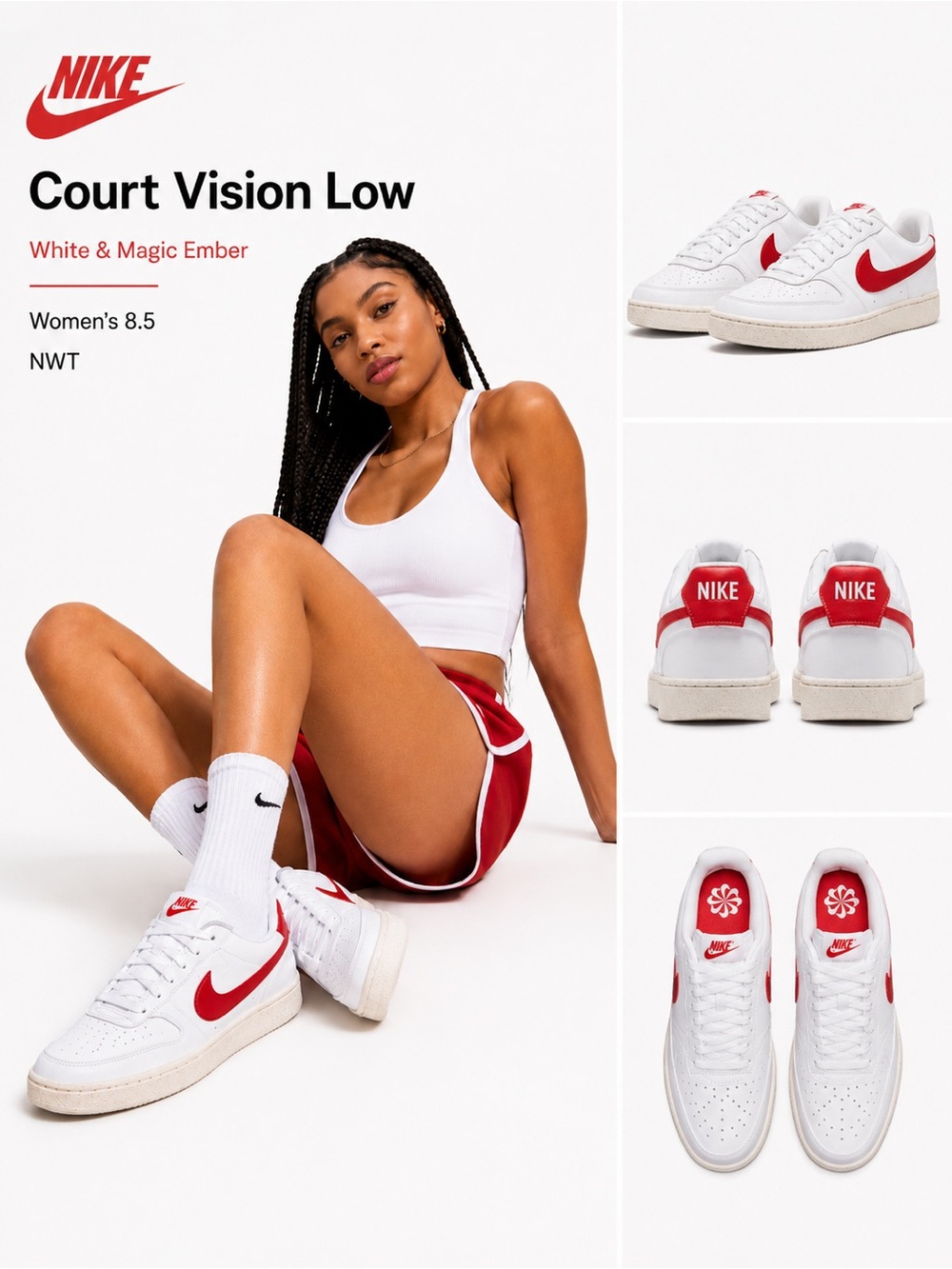 Nike Sneakers NWT Court Vision Low
Women white and magic ember size 8.5 women’s